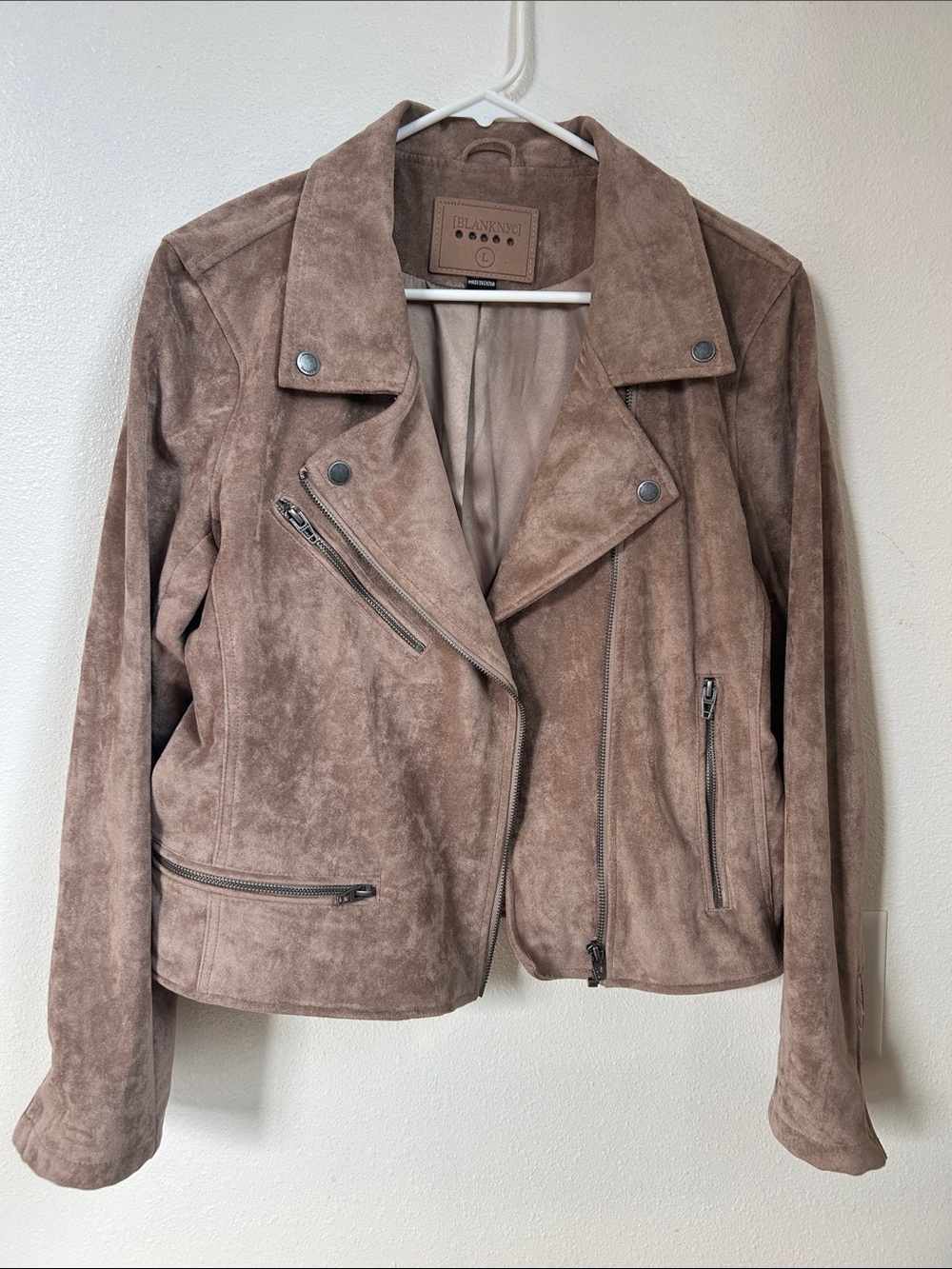 Blank NYC Taupe Suede Moto Jacket